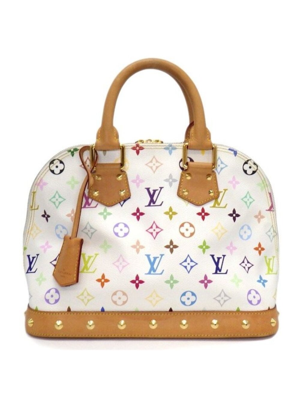 Louis Vuitton Handbag Alma PM Blanc Monogram Multicolor Leather Gold